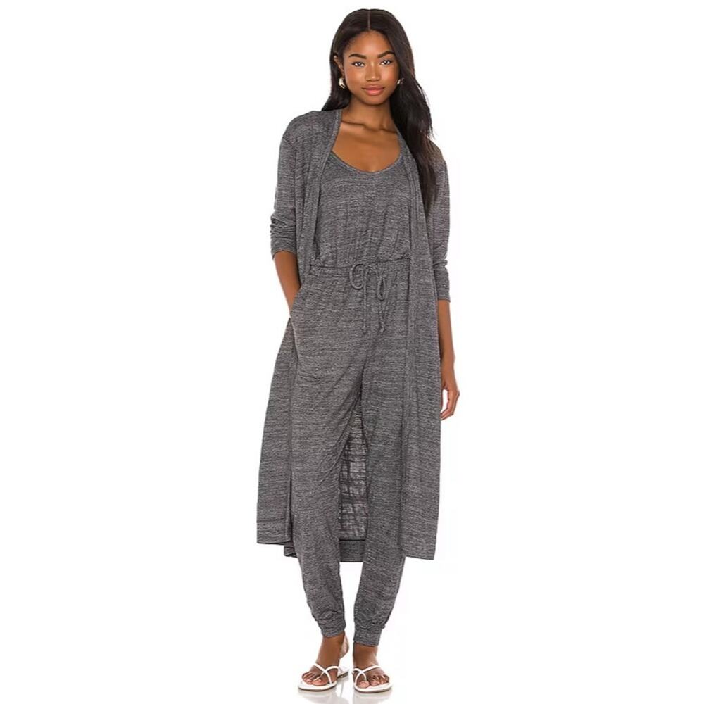 Free People Bicoastal Romper Jumpsuit In Charcoal Grey Heather - S Beachy Lounge - Picture 5 of 14
